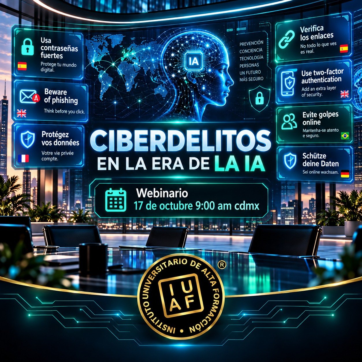 Portada del webinar Ciberdelitos en la era de la IA